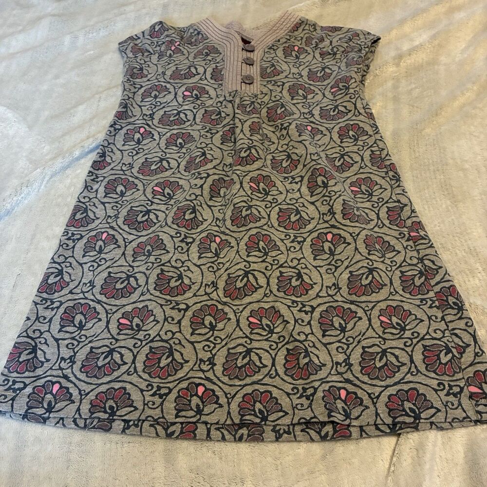 Tea Collection Girls Tunic Top Sz 10 Gray Floral Print Cap Sleeve